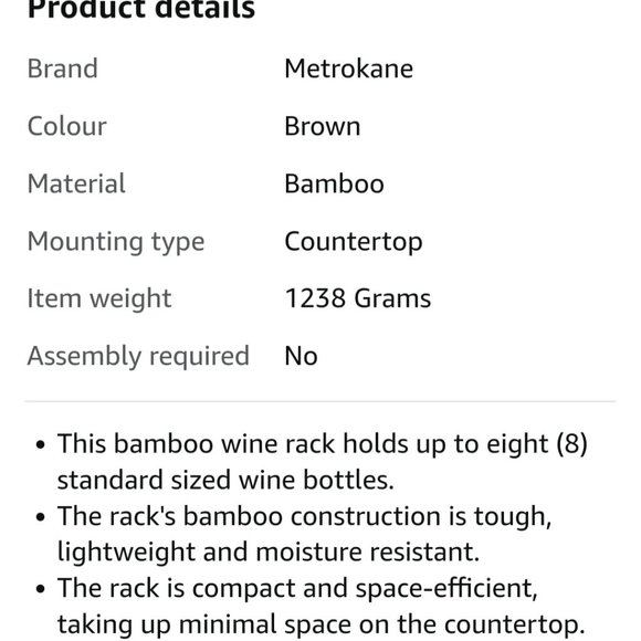 NWT Rabbit Bamboo 8 bottle wine rack - Picture 2 of 11